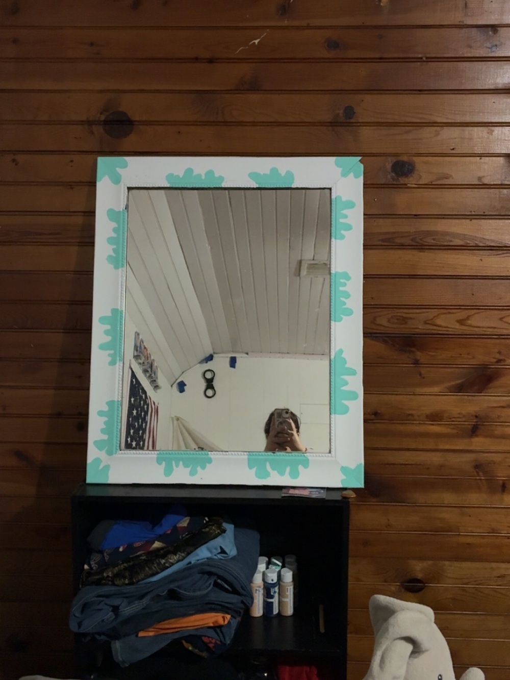 Decorative Wall Mirror with Mint Accents
